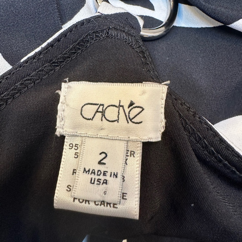 Vintage Cache Black & White Giraffe Print Dress Snaffle Horse Bit Metal Size 2 - Picture 7 of 10